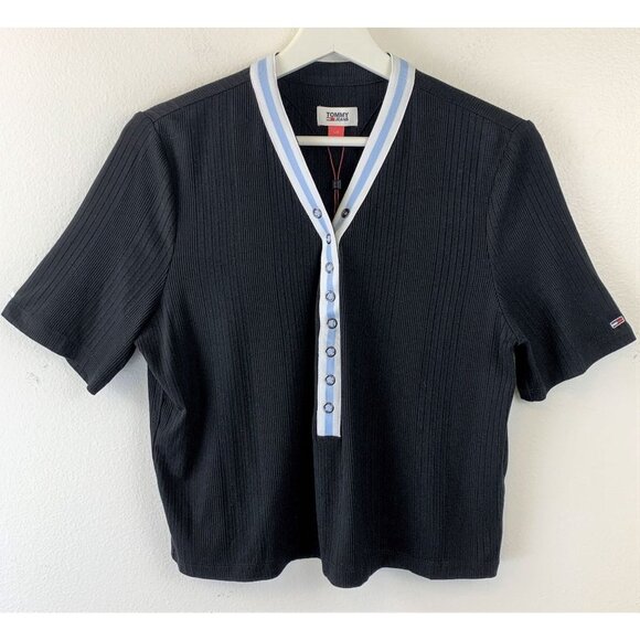 NWT Tommy Jeans Contrast-Trim Top - Picture 2 of 8